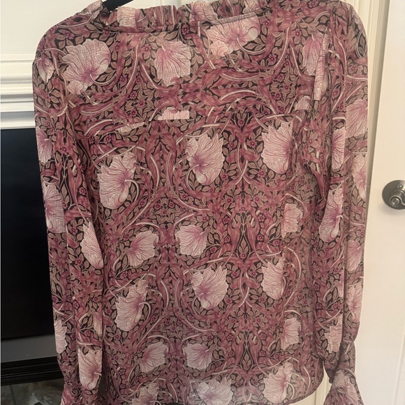 PAIGE 100% Silk Arianne Blouse with Pink, Mauve, and Brown - Picture 12 of 14